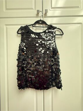 Sequined Black Women's Tank Top Formal Large